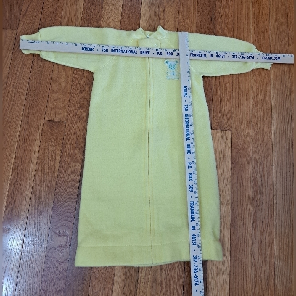 Vtg Fleece One Piece Baby Sleep Sack Yellow Teddy Bear 3-6 Months Collectible - Picture 8 of 8
